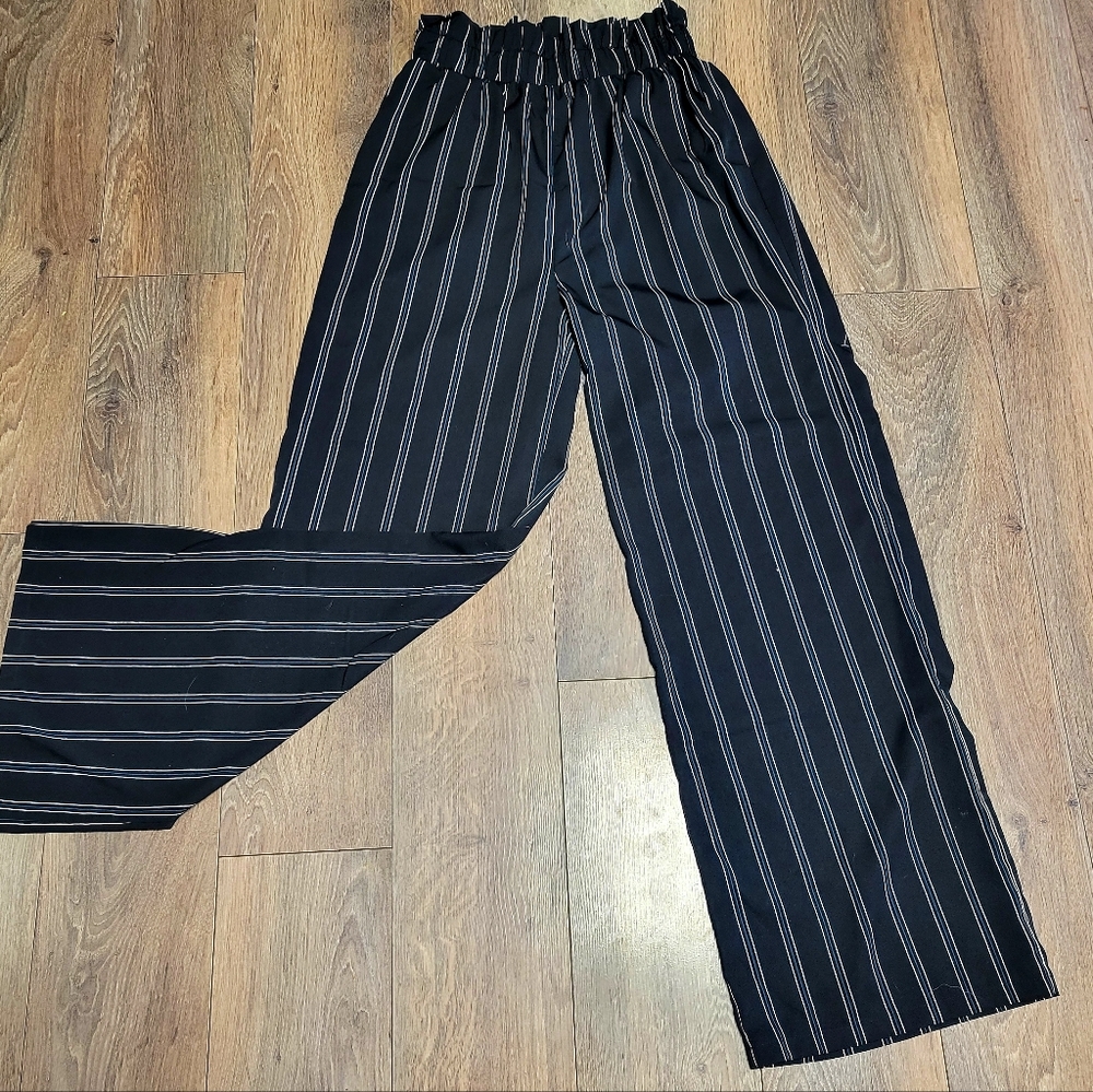 Wide leg polyester pant